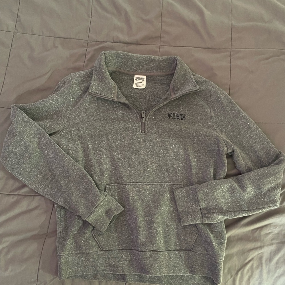 PINK Victoria's Secret Gray Zip Up Sweater